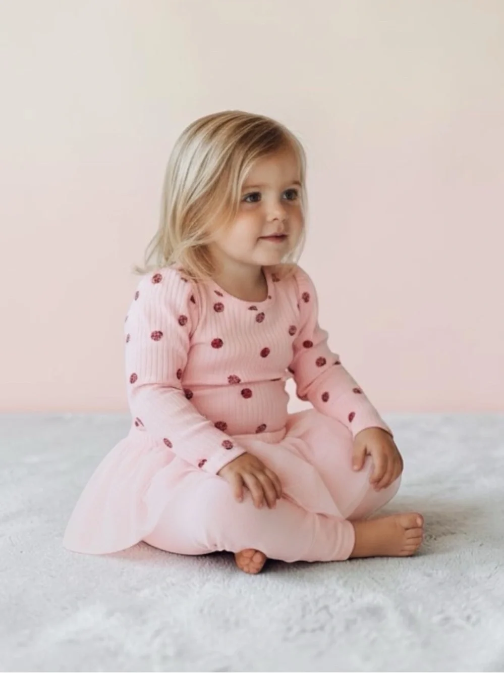 wonder nation Pink Ladybug Bodysuit And Matching Tulle Skegging Set